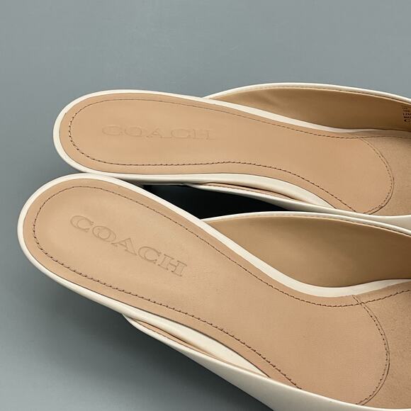 Coach Women’s Runway Leather Mules Chalk Size 10B - Picture 6 of 10